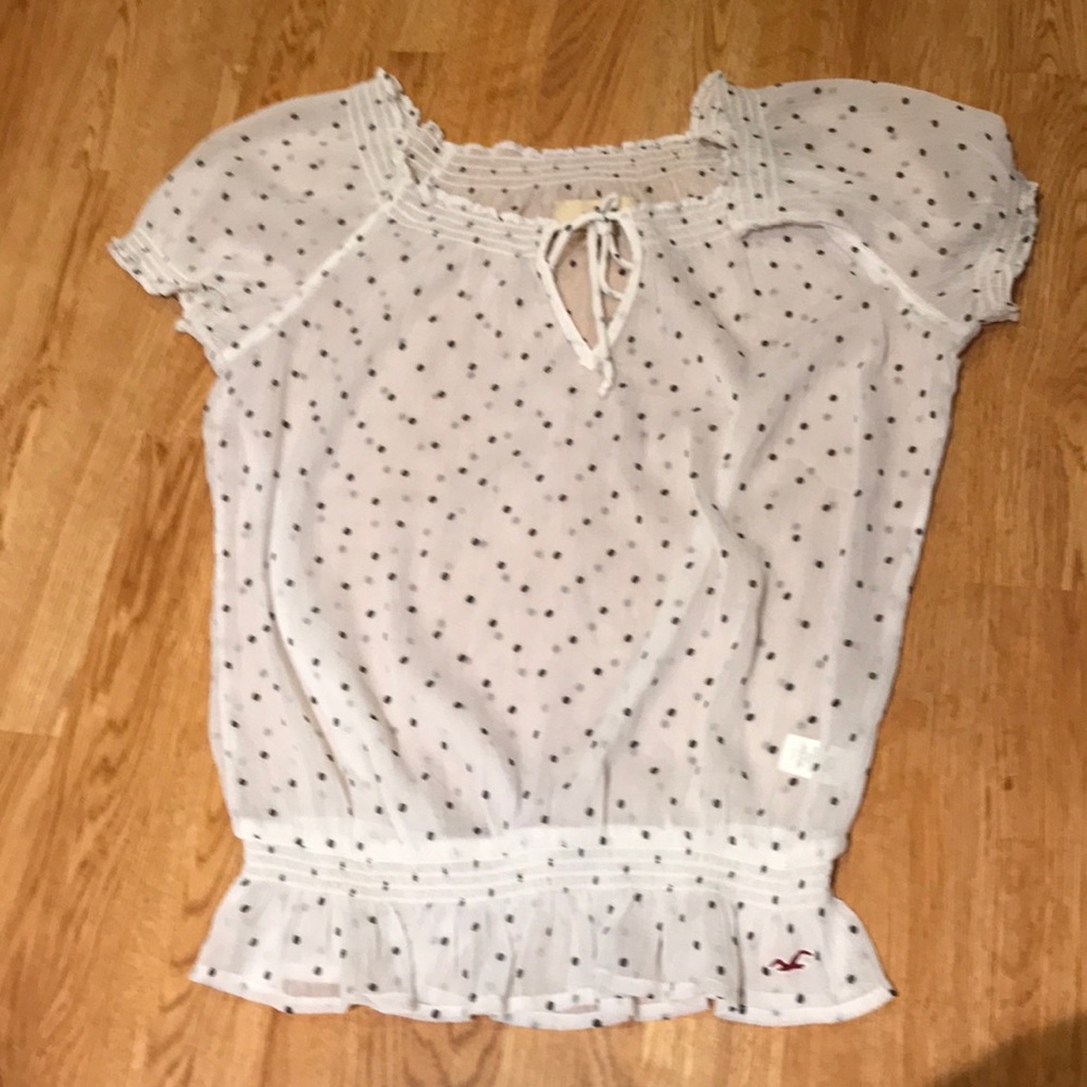 Hollister vintage  sheer printed polka dot blouse, medium.